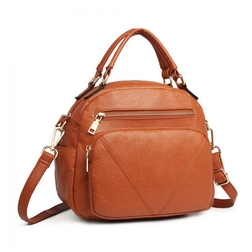 Miss Lulu Bowler Style Shoulder Bag - Brown