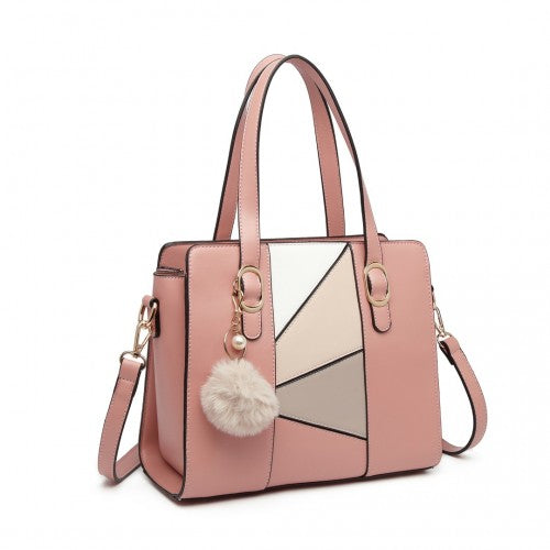 Miss Lulu Colour Block Cross-Body Handbag - Pink