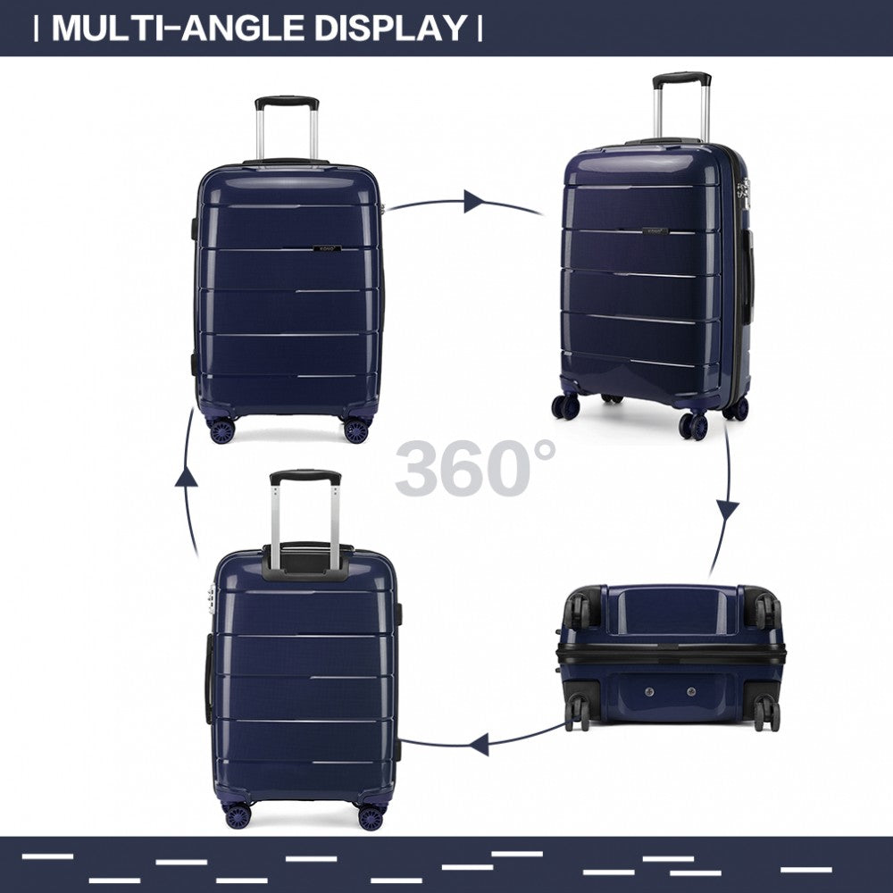 Kono 24 Inch Hard Shell PP Suitcase - Navy