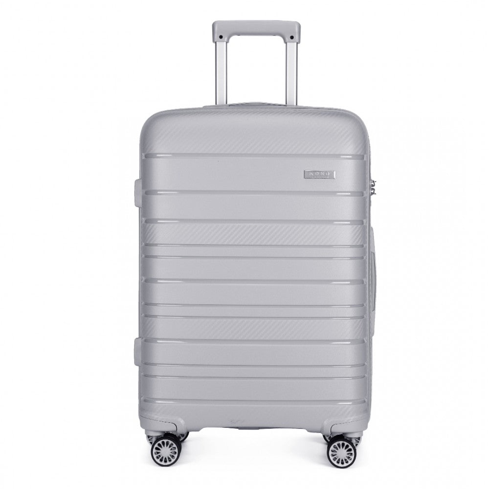 Kono 20 Inch Multi Texture Hard Shell PP Suitcase - Classic Collection - Grey