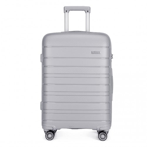 Kono 20 Inch Multi Texture Hard Shell PP Suitcase - Classic Collection - Grey