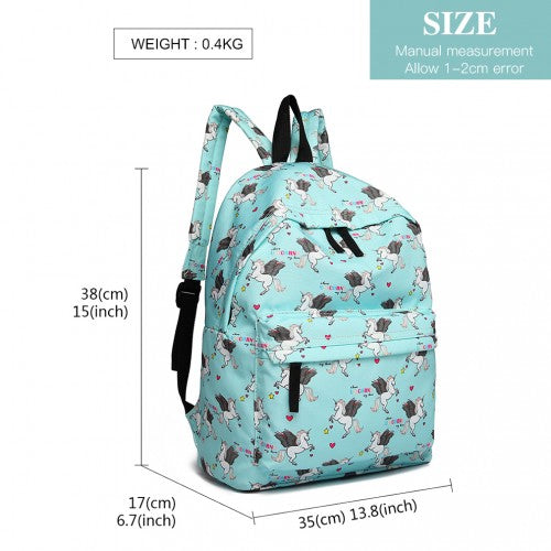 Miss Lulu Large Backpack Unicorn Print