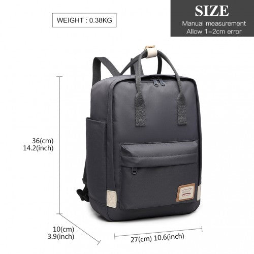 Kono Large Polyester Laptop Backpack - Grey