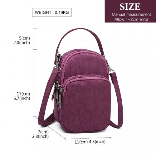 Kono Compact Multi Compartment Cross Body Bag - Purple