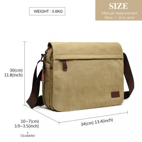 Kono Classic Expanding Messenger Bag - Khaki