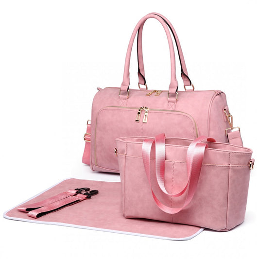 Miss Lulu Leather Look Maternity Changing Shoulder Bag Pink