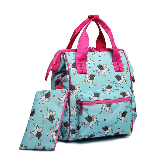 Miss Lulu Child's Unicorn Backpack With Pencil Case - Blue