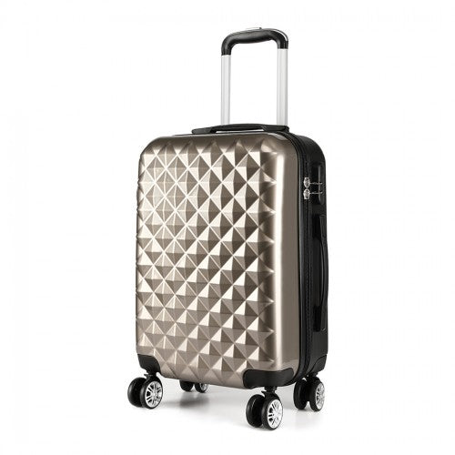 Kono Multifaceted Diamond Pattern Hard Shell 20 Inch Suitcase - Gold