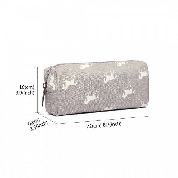 Miss Lulu Canvas Pencil Case Horse Grey