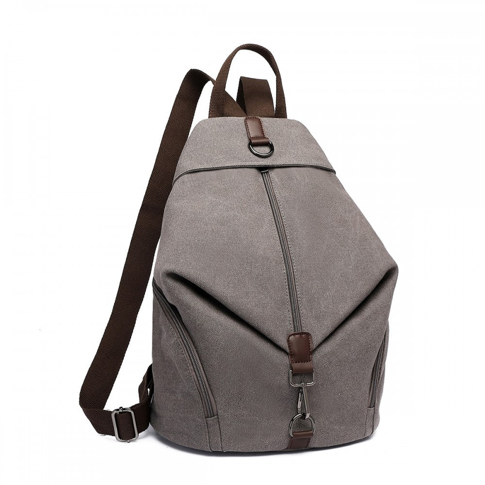 Kono Fashion Anti-Theft Canvas Backpack - Grey