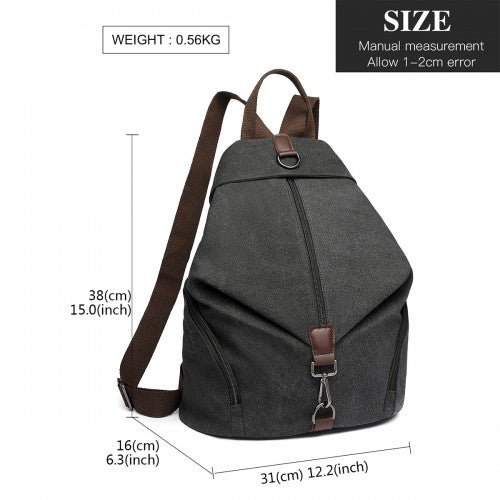 Kono Fashion Anti-Theft Canvas Backpack - Black