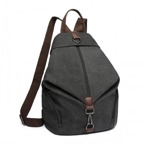 Kono Fashion Anti-Theft Canvas Backpack - Black