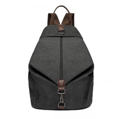 Kono Fashion Anti-Theft Canvas Backpack - Black