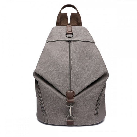 Kono Fashion Anti-Theft Canvas Backpack - Grey