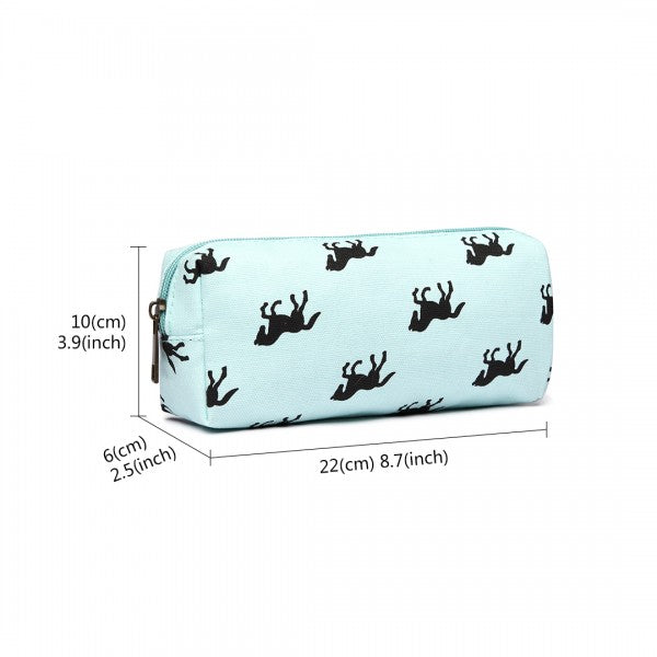 Miss Lulu Canvas Pencil Case Horse Blue