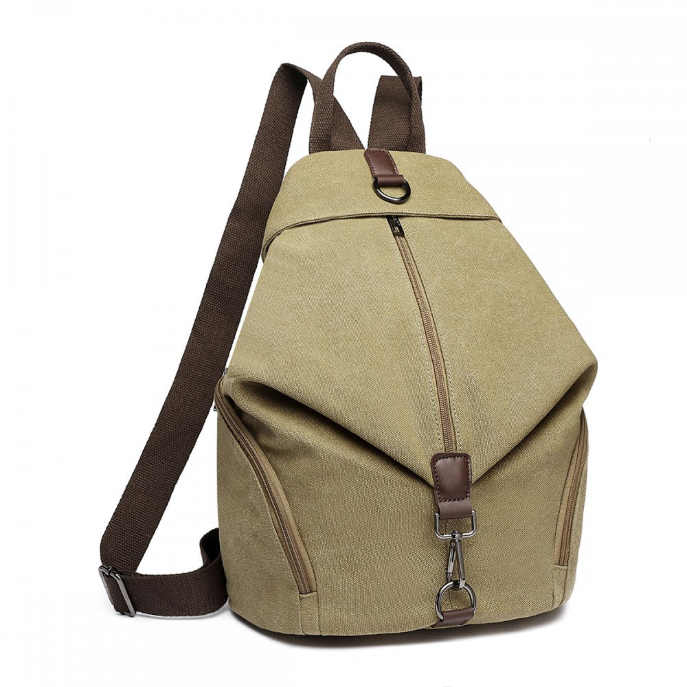 Kono Fashion Anti-Theft Canvas Backpack - Khaki