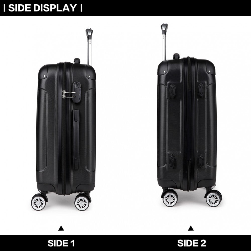 Kono 24 Inch Abs Hard Shell Suitcase Luggage - Black