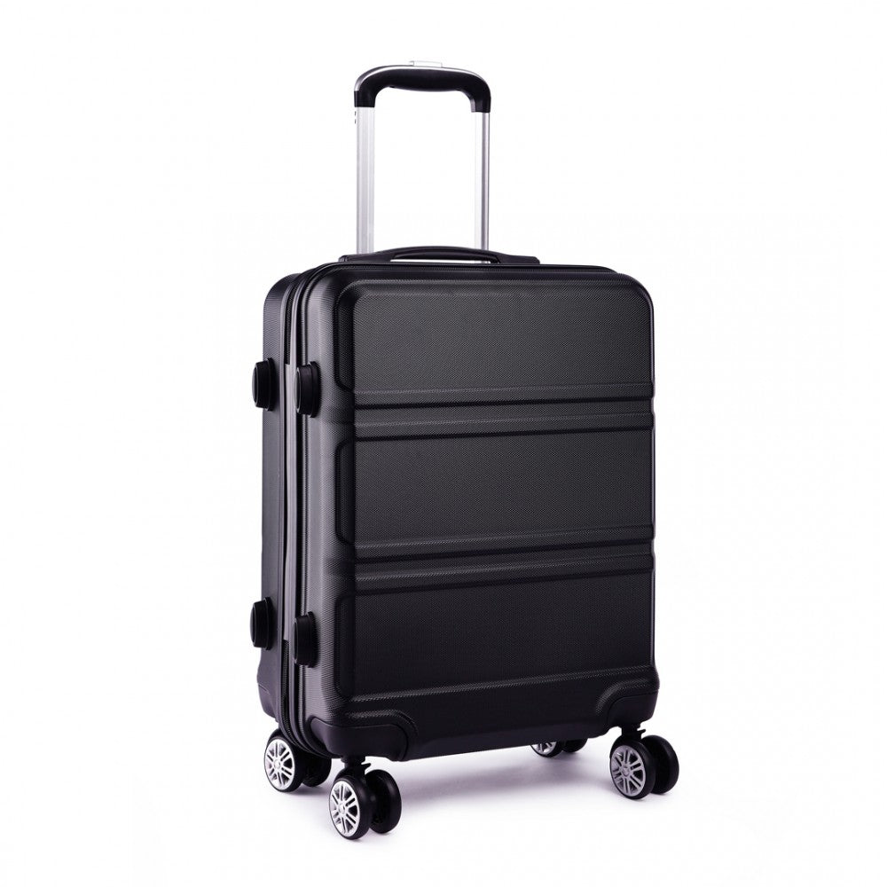 Kono Abs Sculpted Horizontal Design 20 Inch Cabin Luggage - Black