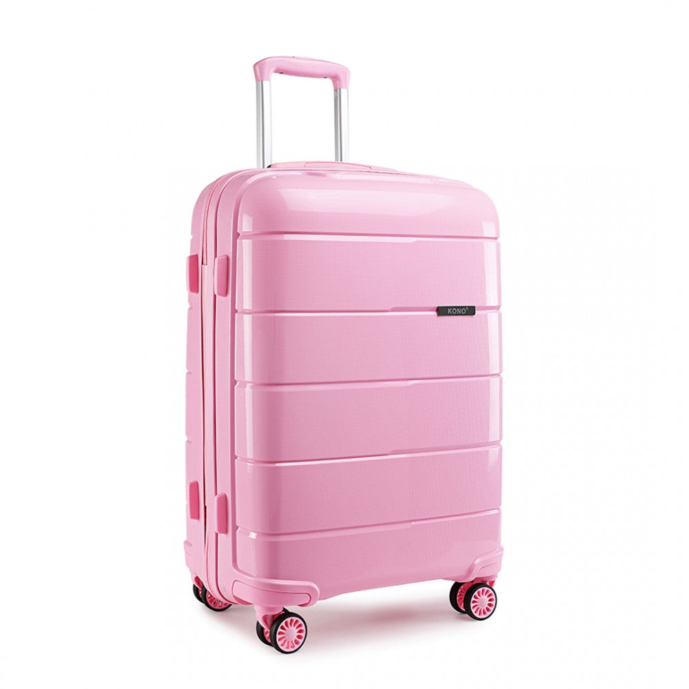 Kono 20 Inch Cabin Size Hard Shell PP Suitcase - Pink