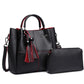 Miss Lulu Leather Look 2 In 1 Bucket Handbag - Black