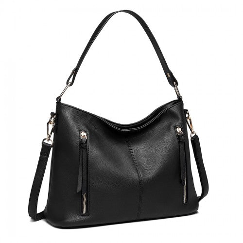 Miss Lulu Classic Style Slouch Shoulder Bag - Black