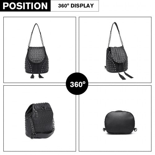 Miss Lulu Skull Studded Backpack Shoulder Bag