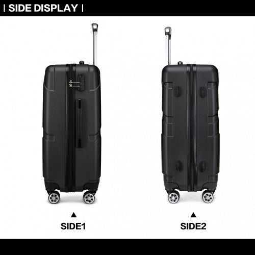 Kono 20-24-28” Bandage Effect Hard Shell Suitcase - Black