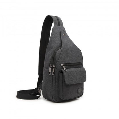 Kono Casual Canvas Single Strap Sling Backpack - Black