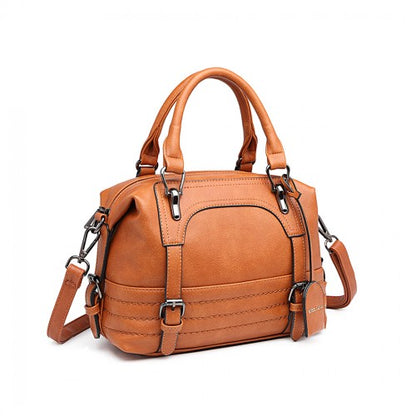 Miss Lulu Leather Look Shoulder Bag - Brown