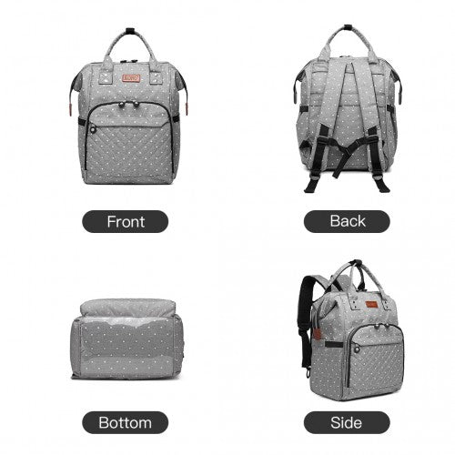 Kono Wide Open Designed Baby Diaper Changing Backpack Dot - Grey