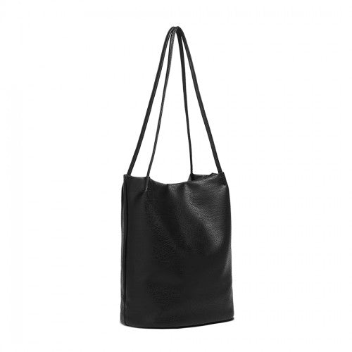 Miss Lulu Large Bucket Shoulder Bag - Black