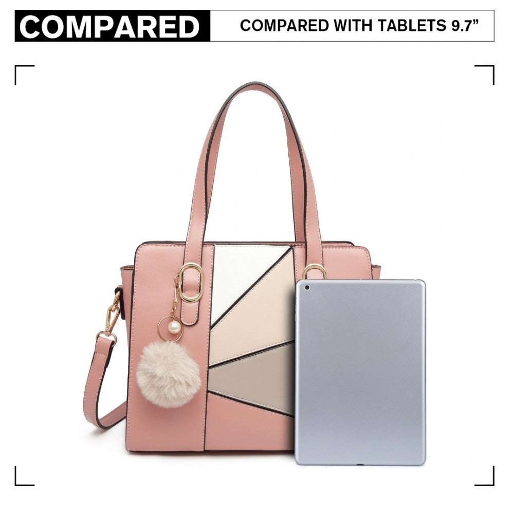 Miss Lulu Colour Block Cross-Body Handbag - Pink