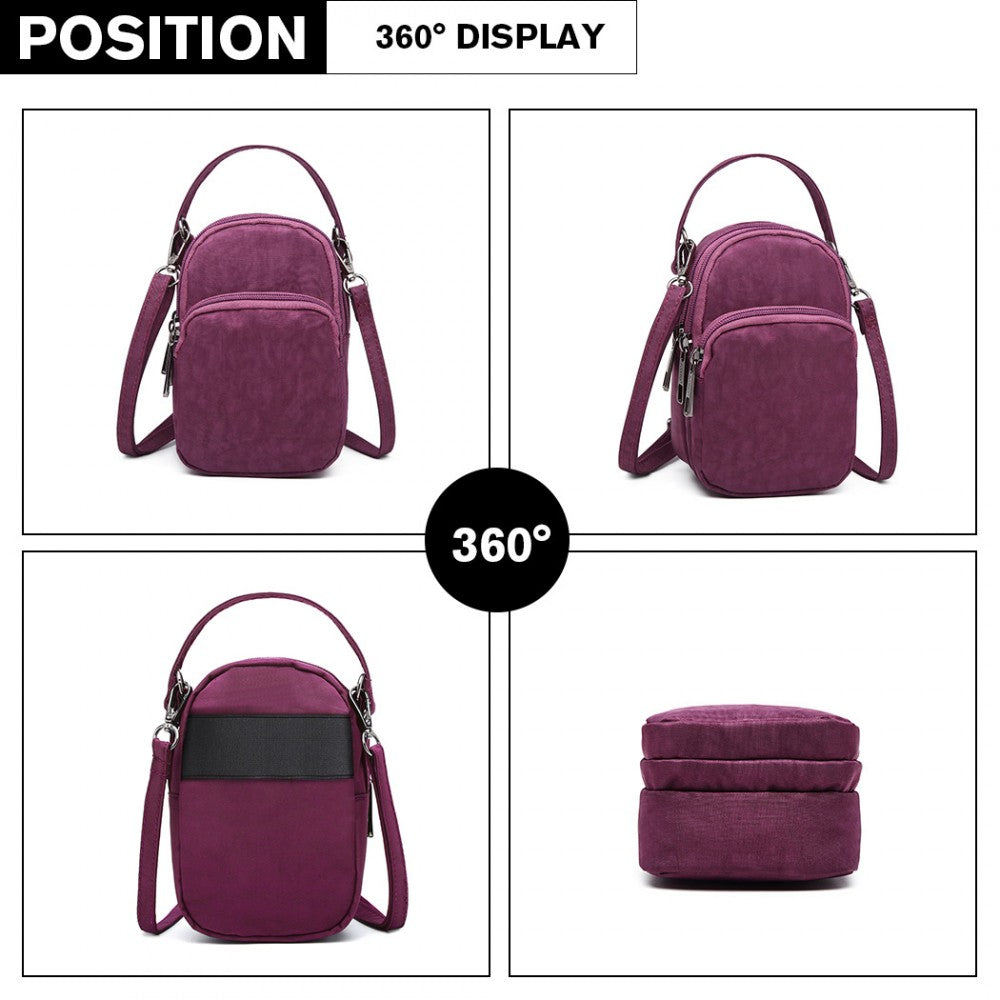 Kono Compact Multi Compartment Cross Body Bag - Purple