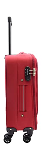 House Of Leather Cabin Size Suitcase Four Wheel Luggage Cosmic Red