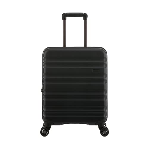 ANTLER - Cabin Suitcase - Clifton Luggage - Size Cabin, Black - 20x40x55, Lightweight Suitcase for Travel & Holidays - Spinner Carry On Suitcase with 4 Wheels & Twist Grip Handle - TSA Approved Locks