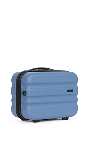 ANTLER - Vanity case - Clifton Luggage - Suitcase in Azure - Toiletry Bag Secure - Suitcase With Two-way Zip Opening Branded Zip, Internal zip and Mesh Pockets - Luggage With Black Hardware Adjustable