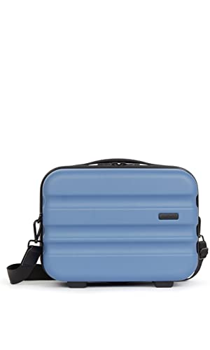 ANTLER - Vanity case - Clifton Luggage - Suitcase in Azure - Toiletry Bag Secure - Suitcase With Two-way Zip Opening Branded Zip, Internal zip and Mesh Pockets - Luggage With Black Hardware Adjustable