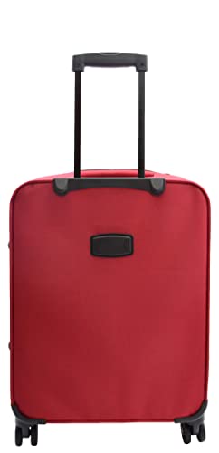 House Of Leather Cabin Size Suitcase Four Wheel Luggage Cosmic Red