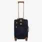 Bric's Suitcase Life Collection, Hand Luggage Suitcase with Zipper Pockets and 4 Wheels, Suede Effect, Dimensions 37x55x23, Blue