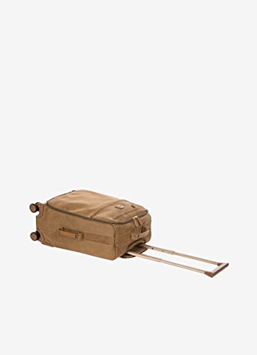 Bric's Suitcase Life Collection, Hand Luggage Suitcase with Zipper Pockets and 4 Wheels, Suede Effect, Dimensions 37x55x23, Camel