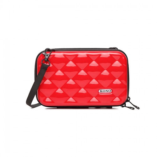 Kono Multifaceted Diamond Travel Clutch - Red