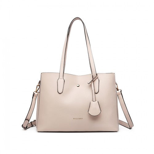 Miss Lulu Triple Compartment Tote Bag - Beige