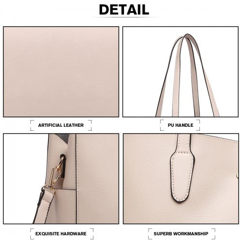 Miss Lulu Triple Compartment Tote Bag - Beige