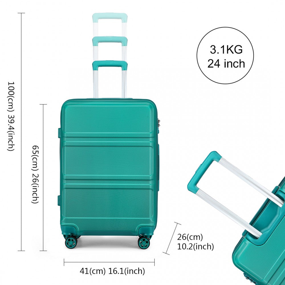 Kono Abs 24 Inch Sculpted Horizontal Design Suitcase - Teal