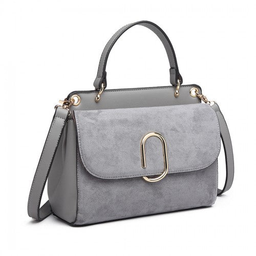 Miss Lulu Stylish Ladies Leather Handbag Shoulder Bag - Grey