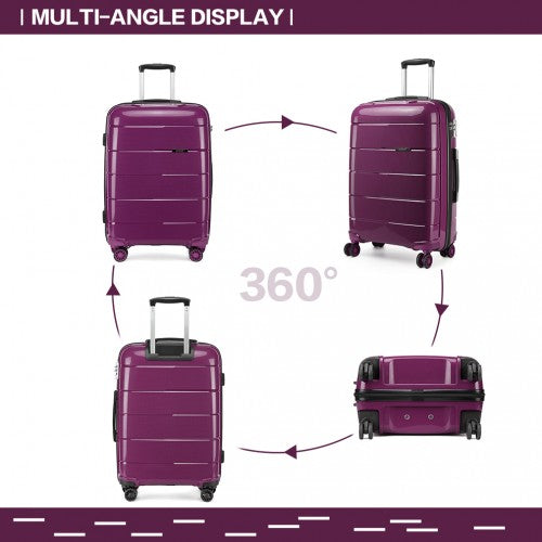 Kono 20 Inch Cabin Size Hard Shell PP Suitcase - Purple