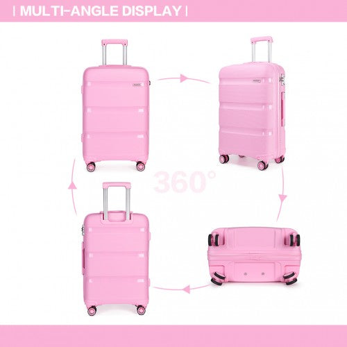 Kono 24 Inch Bright Hard Shell Pp Suitcase - Classic Collection - Pink