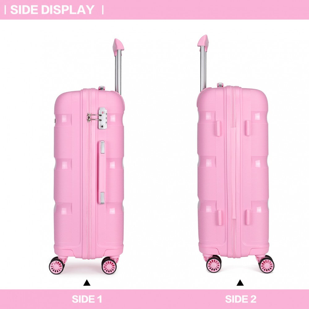 Kono 24 Inch Bright Hard Shell Pp Suitcase - Classic Collection - Pink