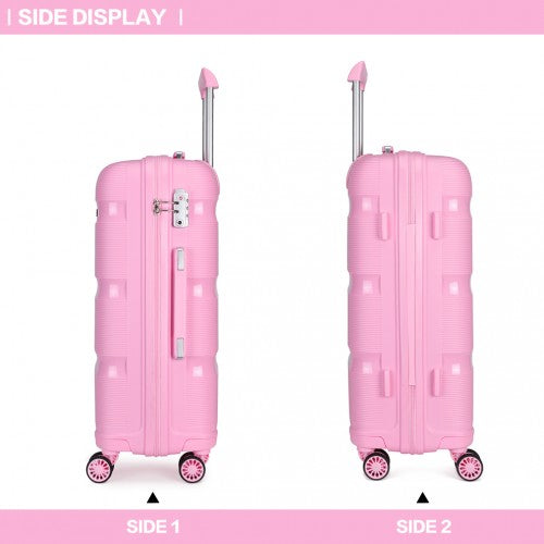 Kono 24 Inch Bright Hard Shell Pp Suitcase - Classic Collection - Pink