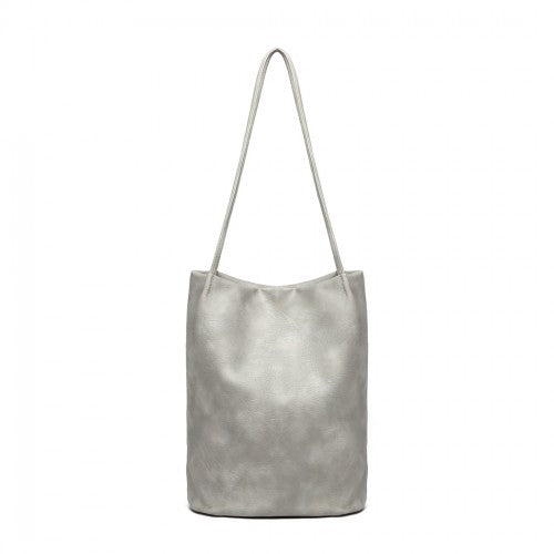 Miss Lulu Large Bucket Shoulder Bag - Grey